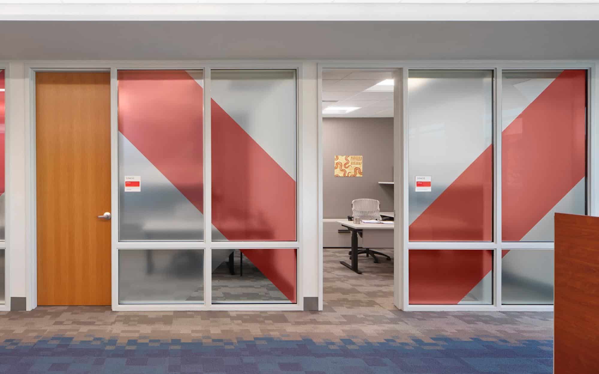 Front view of office doors